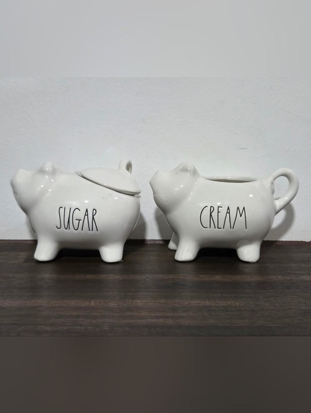 Rae Dunn Pig-Shaped Sugar and Cream Ceramic Set